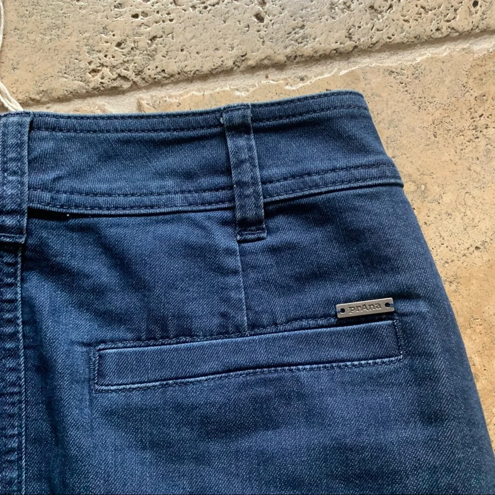 Prana Kara Indigo Denim Skirt Button Down 2 Jean High Waist Rise